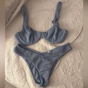 Abercrombie & Fitch Light Blue Textured bikini (bottom and top included!)